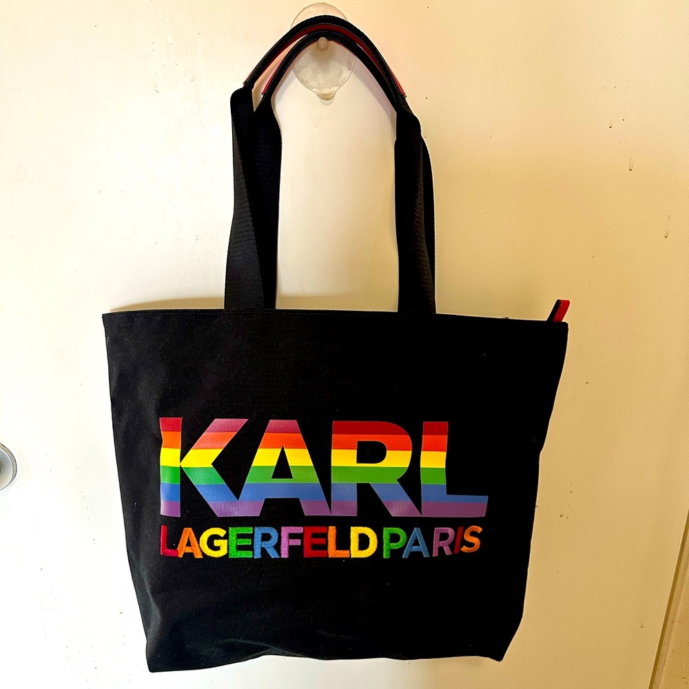 Karl Lagerfeld Embroidered Rainbow Tote
